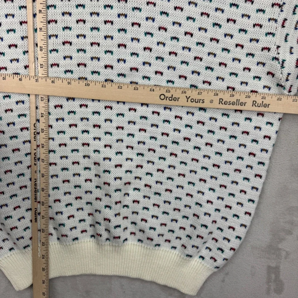 Vintage Jantzen Sweater Mens Large White Pattern‎ Crewneck Vintage 90s preppy